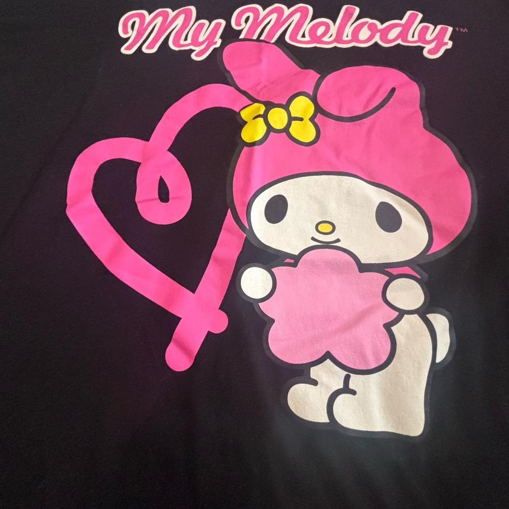 My Melody Black T-Shirt with Pink Graphic